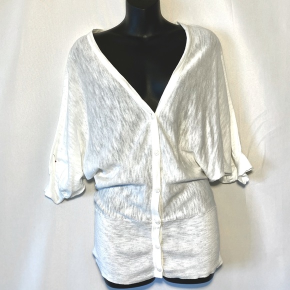 LOGIX Cotton 100% White Cardigan front button blouse - Picture 1 of 8